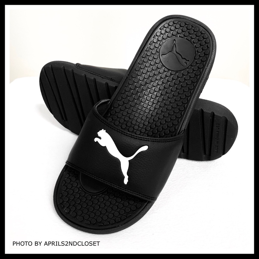 PUMA BLACK SLIP ON SPORT SLIDES ACTIVE SANDALS A3C - Picture 6 of 8